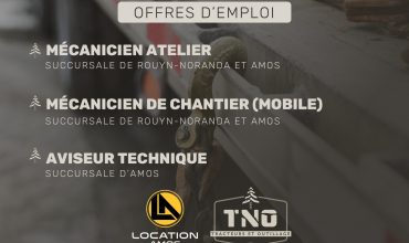 Offre d'emploi - Mécanicien de chantier